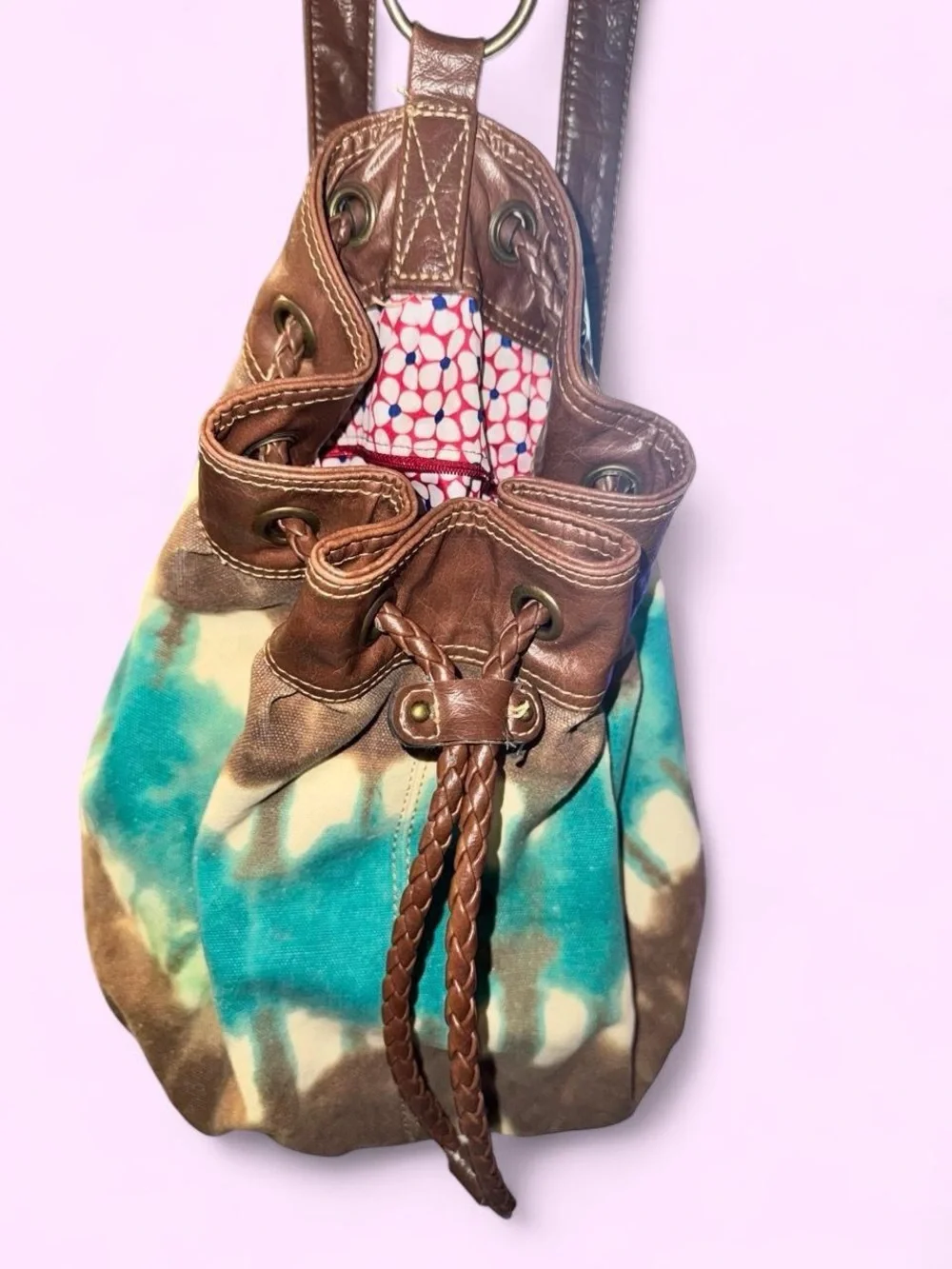 Axcess Turquoise and Brown Tie-Dye Bucket Bag